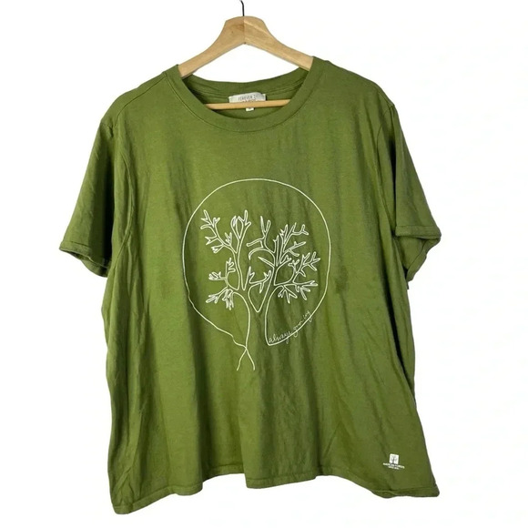 Forever 21 Green White Tree Graphic Short Sleeve T-Shirt 3X - Picture 1 of 4